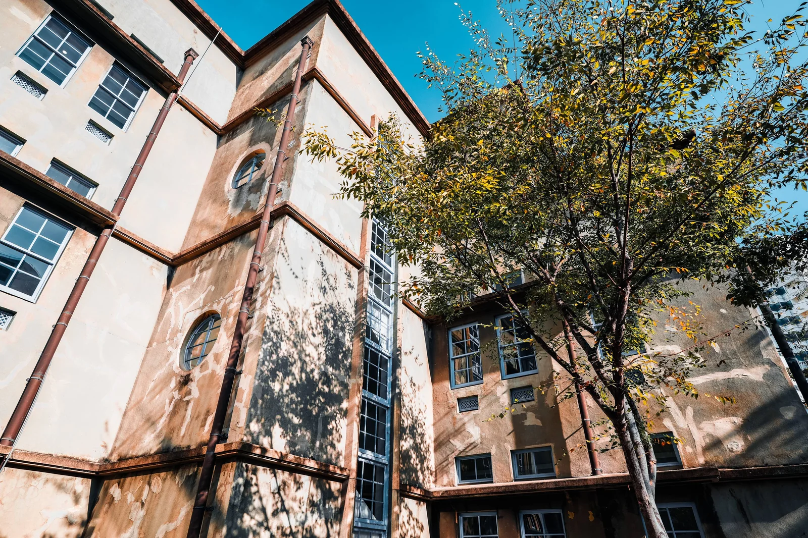 老建築與傳統窗戶的建築細節